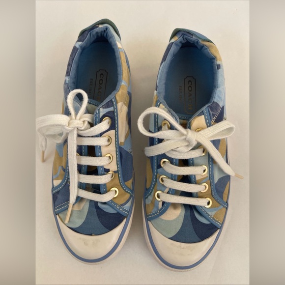 COACH Sneakers in Blue, White, Tan size 6.5 - Picture 1 of 9